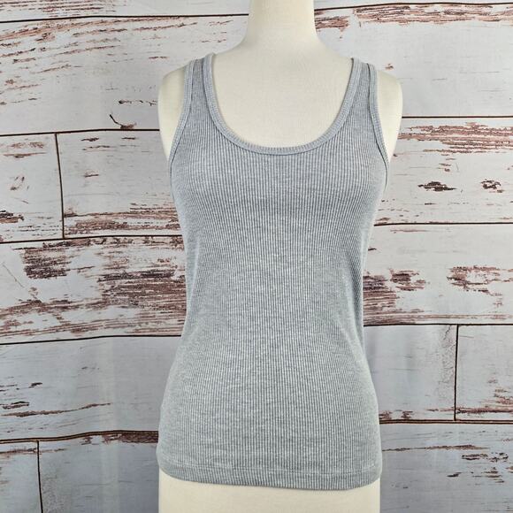 Agolde Bianca Tank Heather Grey Ribbed Size Large - Picture 1 of 7
